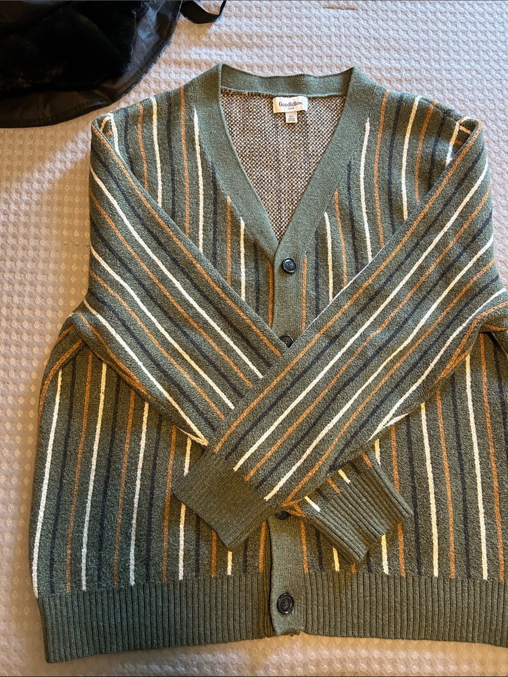 Goodfellow & Co Olive Green Striped V-Neck Cardigan